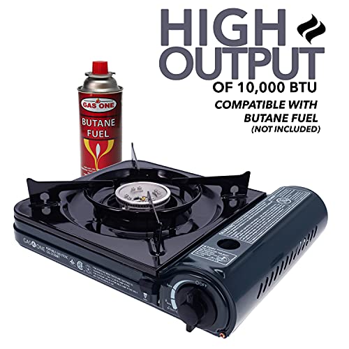 GAS ONE NEW 10,000 BTU CSA List Portable Butane Gas Stove with Carrying Case CSA Listed- Midnight - color: Midnight