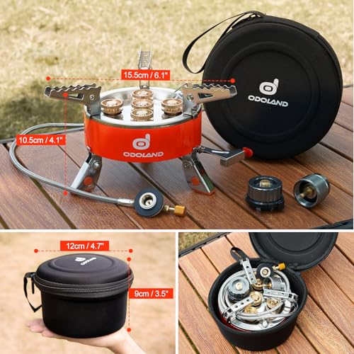 Odoland 9000W Portable Camping Stove Lightweight Camp Stove Collapsible Backpacking Stove with EVA Box for Outdoor Camping Cooking Hiking and Picnic - style: 9000W