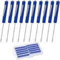 Pocket Screwdriver with Magnet 10PCS Mini Magnetic Screwdriver Set | Small Flat Head Screwdriver with Clips - Mini Magnetic Pocket Screwdriver Set with Case for Automotive Techs, Electricians - color: Blue