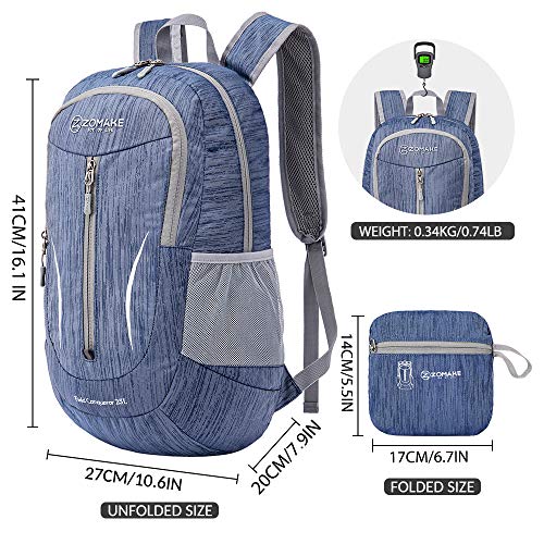 ZOMAKE 25L Ultra Lightweight Packable Backpack, Foldable Hiking Backpacks - color: Royal Blue, size: 25L