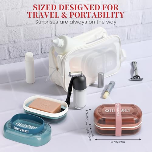Leakproof Travel Soap Case with Lid | Draining Soap Bar Holder & Dish with Silicone Strap | Includes Mesh Soap Bag | for Shower, Bathroom, Camping, Gym (Red) - color: Red Style a