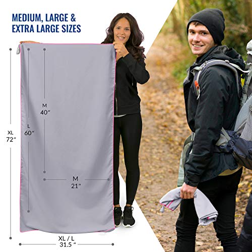 VENTURE 4TH Quick Dry Travel Towel, Ultra Soft Microfiber - 3 Sizes - color: Gray Pink, size: 60.00" x 31.50"