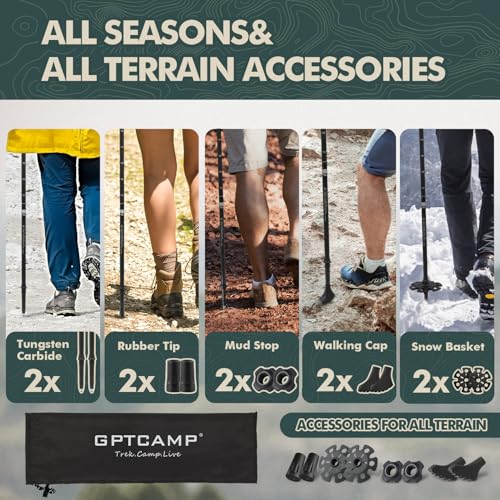 GPTCAMP Collapsible Hiking Trekking Poles with Cork EVA Grips - color: -Blue