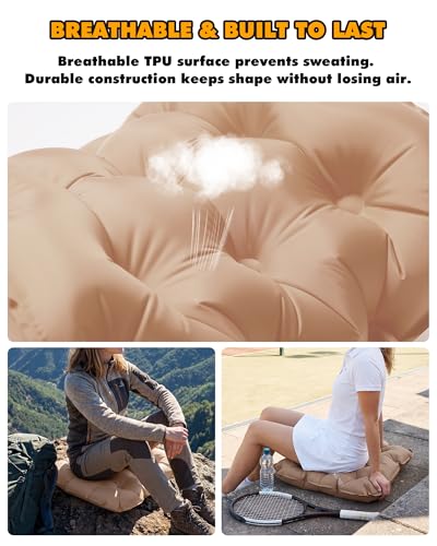 Inflatable Seat Cushion & Lumbar Support Lightweight TPU Non-Slip - color: Brown