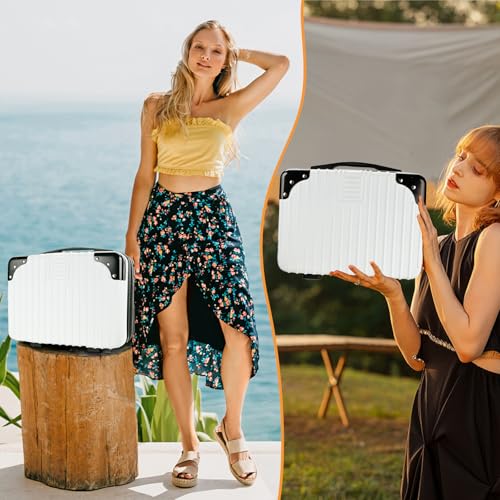 14inch Hard Shell Cosmetic Organizer Travel Train Hand Luggage Small Portable Carrying Suitcase Makeup Case Bag for Women Toiletry - color: BLACK/WHITE