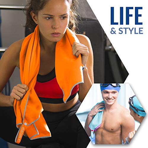 VENTURE 4TH Quick Dry Travel Towel, Ultra Soft Microfiber - 3 Sizes - color: Orange Gray, size: 60.00" x 31.50"