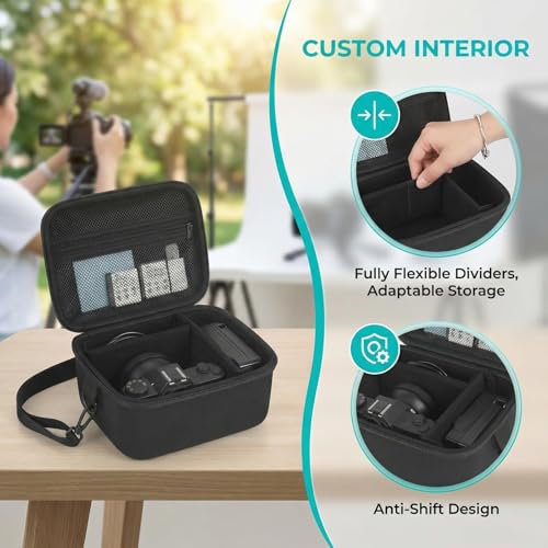 Comecase Large Travel 4K Vlogging Camera Case for Duluvulu/for AUREAPIX | Outdoor Camera Storage with 2 Dividers and Mesh Pocket, for Vloggers and Content Creators, Trip Ready, Jet Black - Case Only - color: Jet Black, size: L