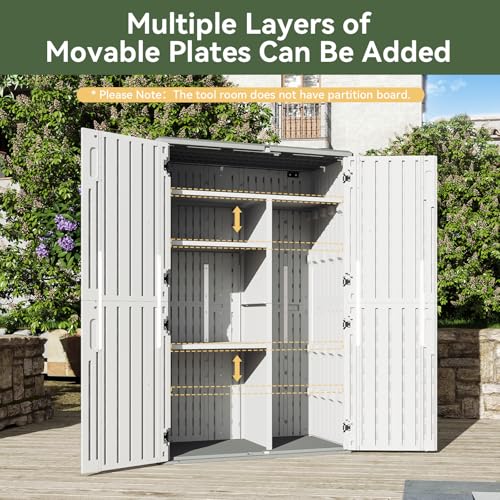 Aoxun Outdoor Storage Shed, 64 Cu.Ft Vertical Resin Sheds, White - color: White, size: 64 Cu.Ft