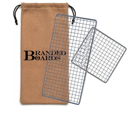 Portable Bushcraft Stainless BBQ Cooking Grill Grates & Burlap Hemp Drawstring Bag. Camping, Campfires, Backpacking, Hunting & Fishing. (Small Grill + Large Grill + Bag) - size: Small Grill + Large Grill + Bag