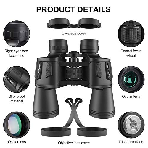 RONHAN 20×50 Binoculars for Adults High Powered with Carrying Case & Strap