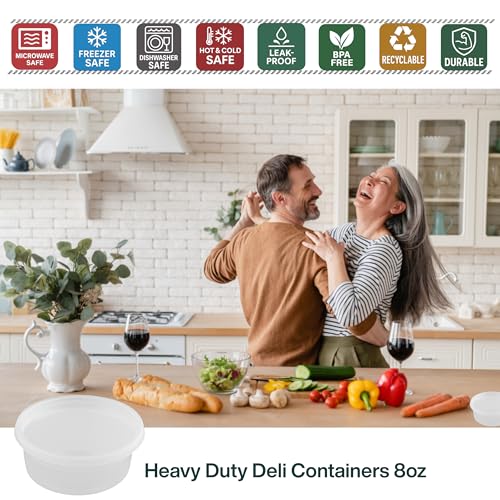 [8oz-20 Sets Plastic Deli Containers with Lids - BPA Free Clear Soup Containers with Airtight Lids, Leak Resistant Food Storage for Meal Prep, Stackable/Microwave/Dishwasher/Freezer Safe