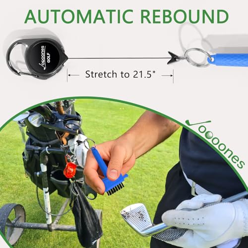 Blue Mini Golf Brush, Dual-Sided Nylon Brass, Retractable Keychain | Pocket Size, Easy to Carry, Blue, Leaves No Trace, Golf Bag Accessory - color: Blue