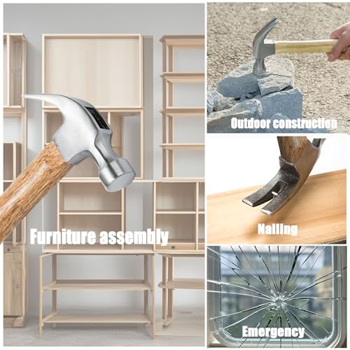 8.8 Ounce Claw Hammer,Forged Carbon Steel Head Small Hammer | Wood Hammer Solid wood handle claw hammer for Home Repair& DIY