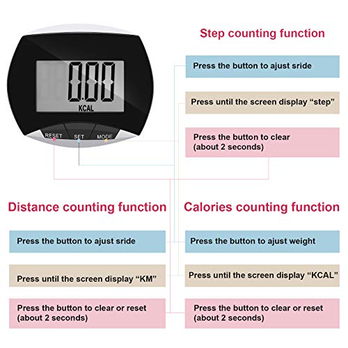 Weewooday Pedometer for Walking Steps and Miles Simple Pedometer Clip on with Large Digital Display Portable LCD Step Counter Bulk Gift for Women Men Adults - color: Black