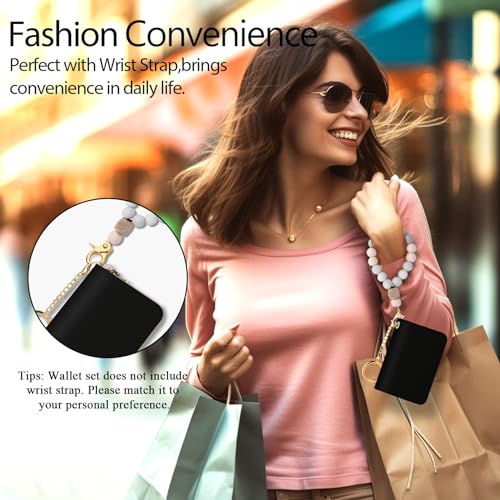 Yonlevres Credit Card Holder RFID Small Wallet Women Keychain Zipper - color: Black