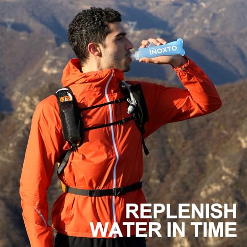 INOXTO Soft Flask,Collapsible Soft Water Bottles for Hydration Vests and Running Packs, Soft Flask Running Bottles for Hiking Cycling(250/500 ml) (2 PCS 250ML) - size: 2 PCS 250ML