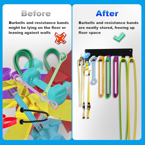 Home Gym Accessories Organization Storage Rack Equipment For Home 8 Hook Wall Hanger Display Gear Barbells Resistance Bands Jump Ropes Lifting Belt Hanger Accessories Hardware Included - color: Basic