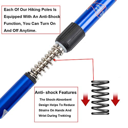 Aihoye Hiking Trekking Poles, 2 Pack Walking Hiking Sticks for Men &Women - color: blue
