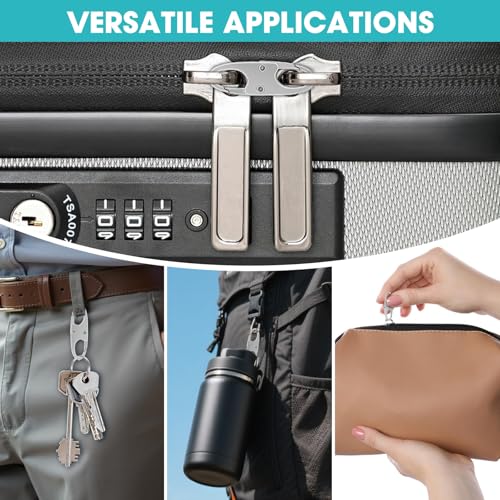 8 Pcs Lpuioey Anti Theft Zipper Clips, Double Opening Small Carabiner Clips, Zinc Alloy Zipper Pull Replacement for Backpack, Luggage, Purse, Suitcase, Travel Essentials & Security Accessories, Silver - color: Silver(8)