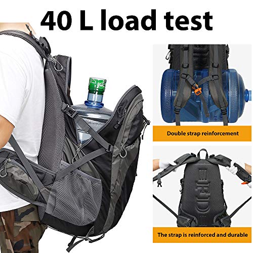 FENGDONG 40L Waterproof Lightweight Outdoor Daypack Hiking,Camping,Travel Backpack for Men Women Black - color: A2-black