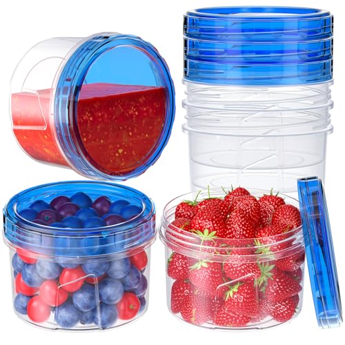 6 Pack-16 OZ Freezer Storage Containers, Small Plastic Containers with Twist Top Lids, Round Food Storage Containers, Reusable Soup Container Microwave/Dishwasher Safe - color: 6P-16 OZ