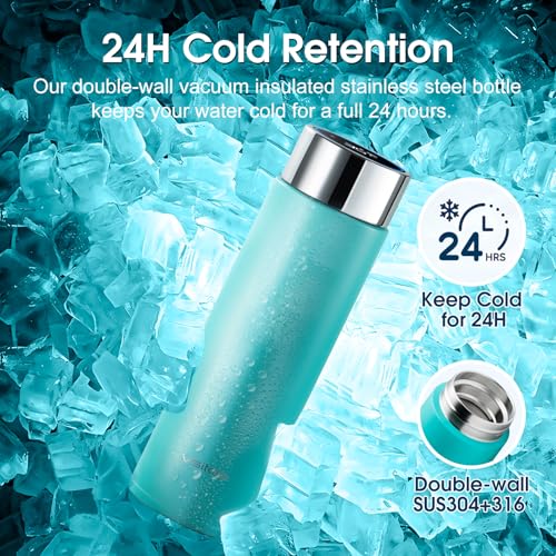 VSITOO S1 Lite 15oz Insulated Stainless Steel Self-Cleaning Water Bottle - color: Blue, size: 15 Ounces