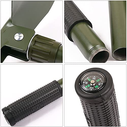 Military Small Folding Camping Shovel, Mini Compact Pickaxe with Carrying Pouch for Gardening, Off Road, Hunting, Car Emergency, Remove Ice (Military Green) - color: Military Green