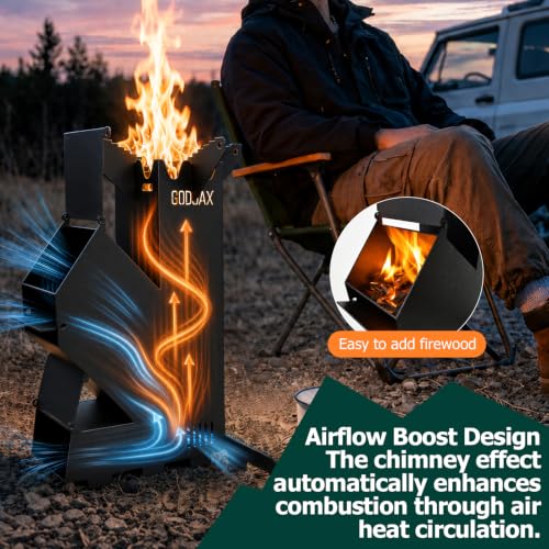 Rocket Stove Portable Wood-Burning Camping Stove with Storage Bag