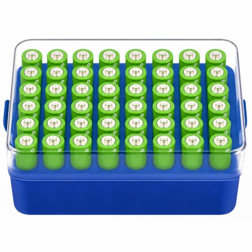 ALCYON Plastic Battery Storage Organizer for 48 AA Batteries - color: Blue, size: Large 48+AA Batteries
