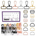 Swpeet 90Pcs 6 Colors 25MM Metal D Ring & Rectangle Adjuster Triglides Slides Buckle & D Ring Swivel Lobster Clasp Kit, Semi-Circular D Rings Roller Pin Buckles Swivel Snap Hook for Belt DIY Crafts - style: 2.5cm