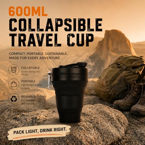 Silicone Coffee Cup with Straw lid Collapsible Cups for Traveling 20oz Lightweight Folding Water Mug for Picnic Hicking Camping Climbing - color: Purple