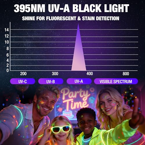 EverBrite Black Light Flashlight 3-Pack, 395nm for Currency Inspection | 9 AAA Batteries Included, 9 LEDs Blacklights Supports Nail Curing, Neon Glow Art, Reveal Fluorescent Agents - style: E007125 UV Light (3-Pack)