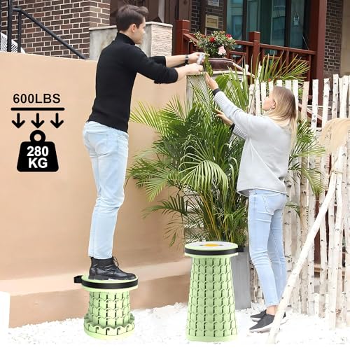 ALEVMOOM Upgraded Telescoping Collapsible Stool with Cushion, Folding Stool with Printing Portable Retractable Foldable Seat Max Load 600lbs for Adults Camping Fishing Outdoor - color: Daisy