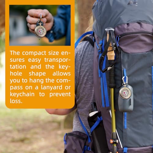 Vintage Pocket Compass Zinc Alloy Waterproof Survival Compass with Keychain