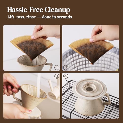 DOWAN Pour Over Coffee Maker, Non-Electric Pour Over Coffee Dripper, Manual Brew Maker, Single Cups Porcelain Slow Brewing Accessories for Gifts, Grey - color: Grey