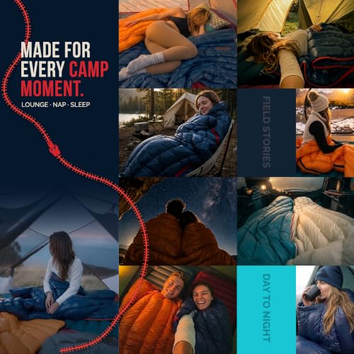 ZOOOBELIVES Ultralight Down Sleeping Bag for Adults, 27 oz 650 Fill Power, 50°F Comfort, 32°F Lower Limit, Lightweight 3-Season Backpacking Camping Bag with Compression Sack, AlpliveT400 - color: Navy