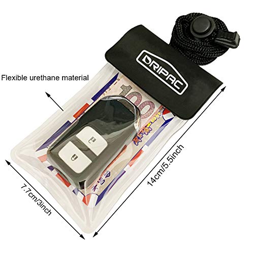 DRIPAC Waterproof Car Key FOB Case Bag Dry Holder Pouch For ID Badge Cash - color: Clear+clear