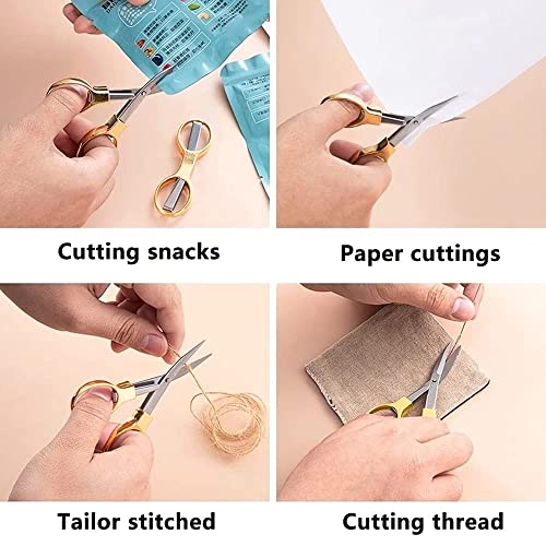 Folding Scissors, TSA Compliant & Portable, Compact, Safe Travel Scissors, Stainless Steel Retractable, 2 Pcs - size: Golden 2pcs