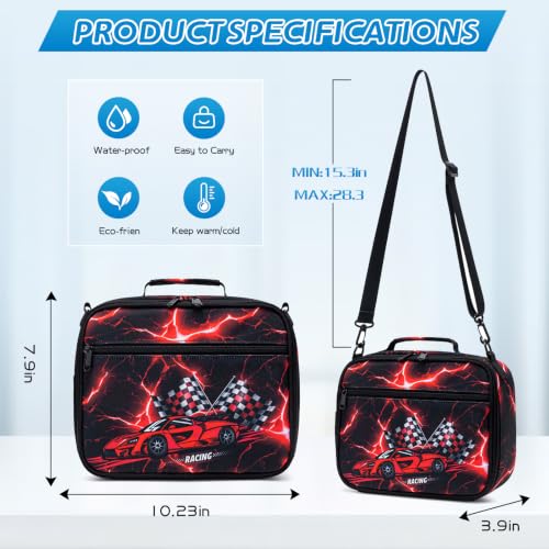 DIGOBAY Insulated Lunch Box for Kids Boys Waterproof Leakproof Lunch Bag - color: CAR
