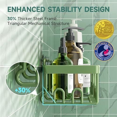 Veken Rustproof & Waterproof Shower Caddy 6-Pack, No Drilling Adhesive Shelves Rack with Soap Holder, Large Capacity Bathroom Organizers and Storage, Wall-Mounted Kitchen & Home Decor, Green - color: Green