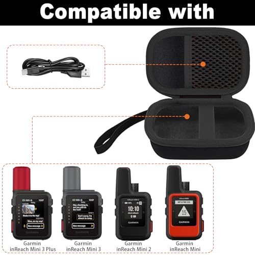 Hard Travel Case for Garmin inReach Mini 3 Satellite Communicator | Compatible with Garmin inReach Mini 3 Plus 2, Carrying Case, Zipper for Smooth Opening and Closing, Black Case - color: Black Case