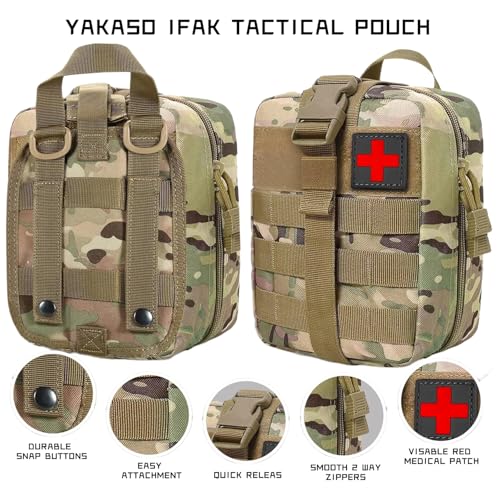 Tactical Molle IFAK Pouch – Tear Away Rip Away First Aid Medical Pouch, Large Capacity, Water-Resistant 900D Polyester, Horizontal, Multi-Compartment, EDC, Military Emergency Kit - color: CP