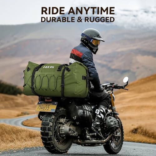 HEETA Waterproof Duffel Bag Travel Motorcycle Dry Bag Backpack 60L/80L/110L - color: Pitch Green, size: 60L