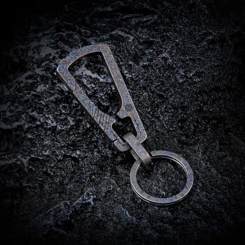 KeyUnity Titanium Carabiner Keychain Clip, Quick Release EDC Key Holder Organizer with Key Ring - color: Km04hf