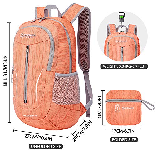 ZOMAKE 25L Ultra Lightweight Packable Backpack, Foldable Hiking Backpacks - color: Orange, size: 25L