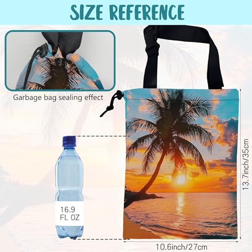 Car Garbage Bag Palm Tree Sunset at a Beach Hanging Canvas Car Trash Bag Drawstring Car Back Seat Organizer for Car Back Front Seat Console with Adjustable Buckle - color: Palm Tree Sunset at a Beach