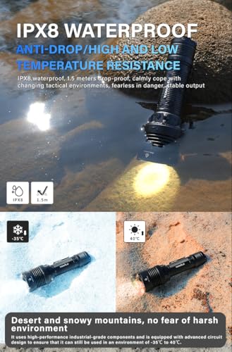 towild BK20 Tactical Flashlight,Bright 5100 High Lumens LED Flashlights,Rechargeable and Waterproof Flashlights,Powerful Handheld Flash Light for Hiking, Camping, Outdoor Activities (Black)