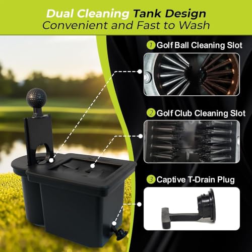 Club Clean - Original Ball and Club Cleaner/Washer with Universal Bracket for Golf Cars - Home Use - Single Chamber - color: Woodgrain Washer w/ Bracket