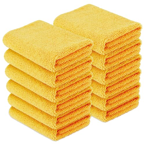 Amazon Basics Microfiber Car Drying Towels, Highly Absorbent, Lint Free, Scratch Free, Ultra-Soft, Car Detailing, Buffing and Polishing, 16" x 16", Yellow, 12-Pack - size: 12 Pack