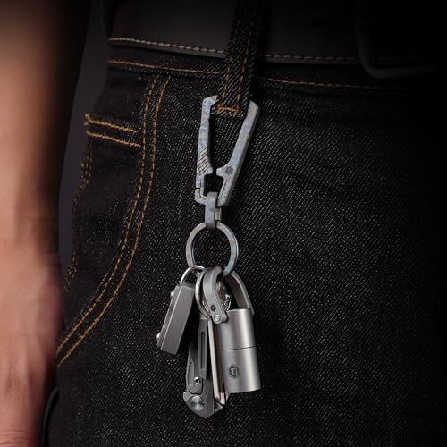 KeyUnity Titanium Carabiner Keychain Clip, Quick Release EDC Key Holder Organizer with Key Ring - color: Km04hf